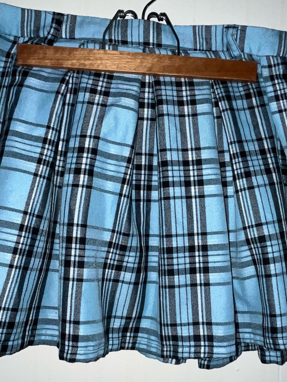 Hot Topic Blue and Black Plaid Pleated Mini Skirt